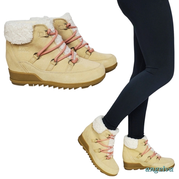 NWT Sorel Evie cozy lace boots ceramic paradox pink suede fur waterproof winter - Picture 3 of 16
